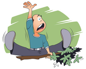 Man falls from tree.