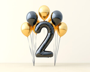 Black 2nd Birthday Balloons.