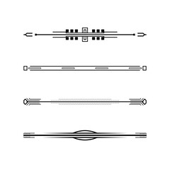 Set Black Simple Line Collection Doodle Border Elements Vector Design Style Sketch Isolated Illustration For Banner