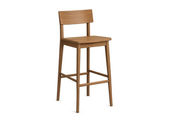 Contemporary bar stool with light brown wood finish, ideal for kitchen islands or home bars, isolated on a transparent background