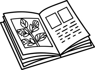 illustrated botanical book open to plant drawings educational nature study and writing pages