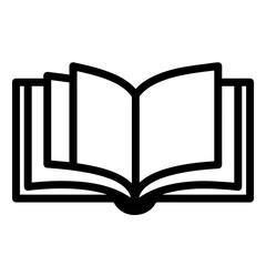 A simple line art illustration of an open book.