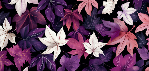 a seamless colorful pattern of autumn leaves  creating an abstract forest scene,