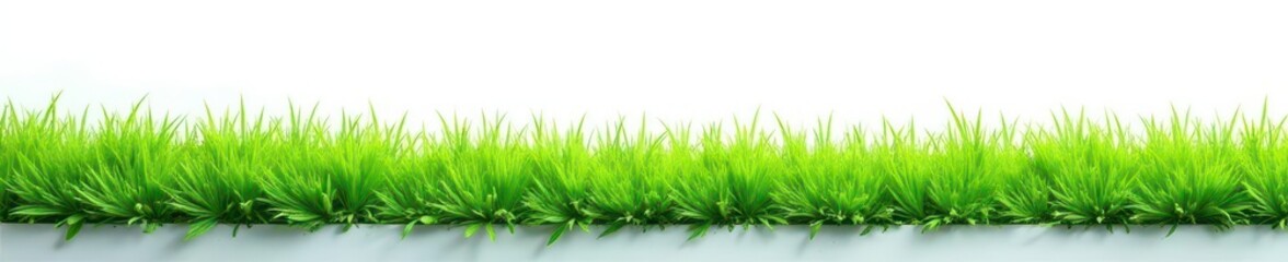 Obraz premium Vibrant green grass patch on pure white backdrop, grass, illustration, isolated