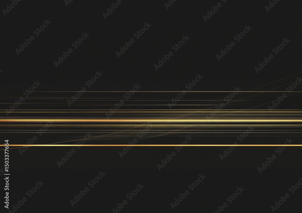 Poster abstract design with horizontal golden lines on a dark background.
