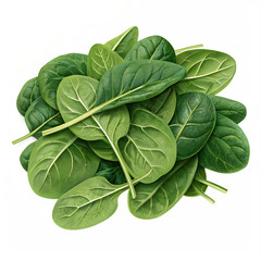 Obraz premium Fresh Pile of Vibrant Green Spinach Leaves on Transparent Background