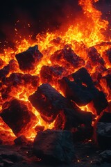 Intense heat forges metal into shape, sparks illuminate the scene , passion, labor, tool