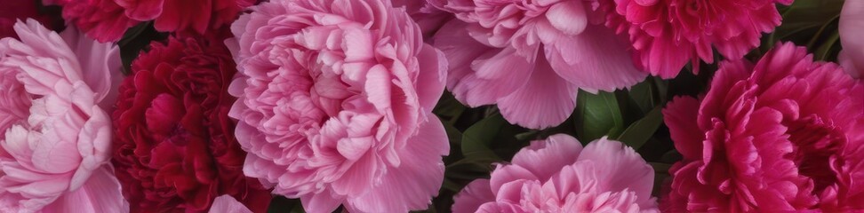 Fototapeta premium A lush bouquet of pink peonies and red carnations , summer, decor, design
