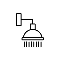 Shower line icon in clean outline style, isolated vector illustration.