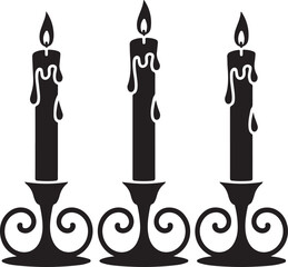 Candles in Holders with Dripping Wax Halloween Gothic Vibe

