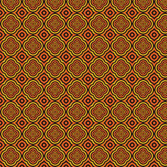 Elegant Geometric Floral Tile Pattern in Gold and Orange