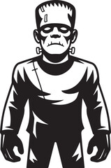 Frankenstein Monster Silhouette Standing with Bolts on Neck

