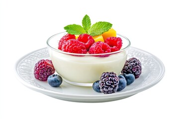 Creamy yogurt parfait with fresh berries and mango