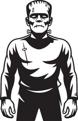 Frankenstein Monster Silhouette Standing with Bolts on Neck

