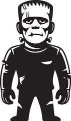 Frankenstein Monster Silhouette Standing with Bolts on Neck

