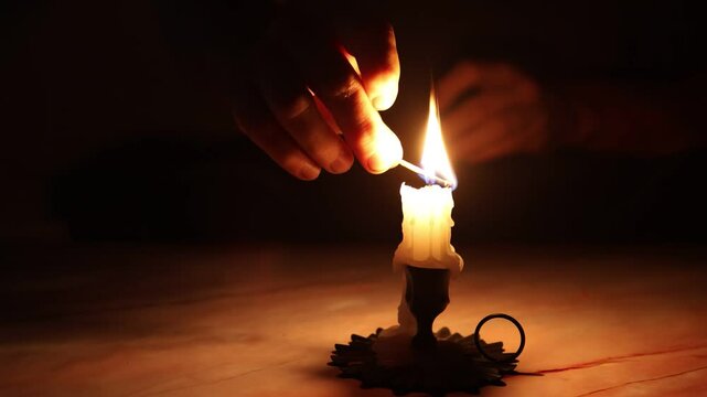 burning candle in the hand