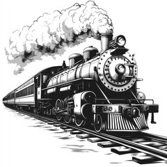 Vintage steam train illustration