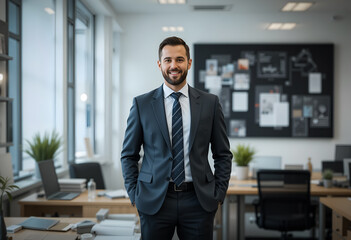 Confident Businessman Standing with Poise – Leadership and Success Concept. AI Generated
