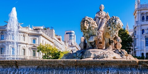 The Fountain of Cybele, Fuente de Cibeles, or simply, La Cibeles, is a neoclassical fountain in Madrid. © MRMPhoto