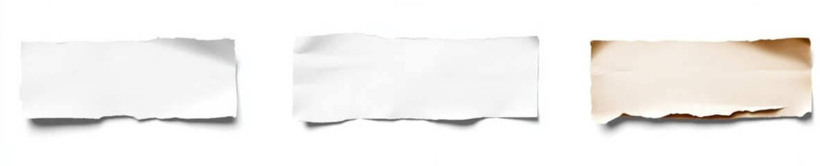 Fototapeta premium Torn Paper Pieces, Isolated on White Background,Note Paper,Texture