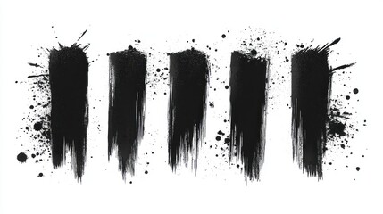 Abstract Black Ink Strokes: A Dynamic Composition