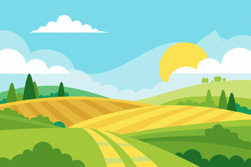 Obraz premium summer landscape with rainbow