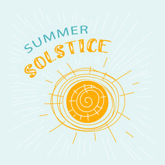 Abstract hand draw minimal summer solstice banner. Vector illustration
