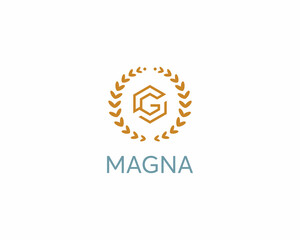 Naklejka premium Letter G emblem. G monogram logo. Luxury alphabet round wreath frame icon sign. illustration.