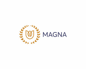 Abstract flower emblem. Elegant bud petal logo. Linear salon jewelry spa cosmetics sign icon.  illustration.