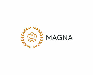 Naklejka premium Linear crown emblem. Elegant royal king sign logotype. Luxury wealth icon. illustration.