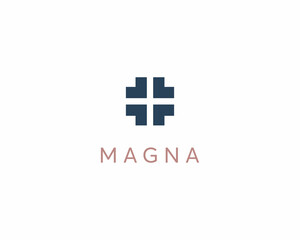 Obraz premium Abstract cross logo design. Universal plus clinic pharmacy icon. Vector illustration.