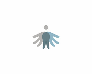 Obraz premium Human from hands icon. Care family support logo. Team cooperation symbol. illustration.