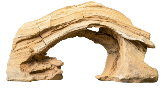Eroded sandstone arch creating a natural bridge with transparent background
