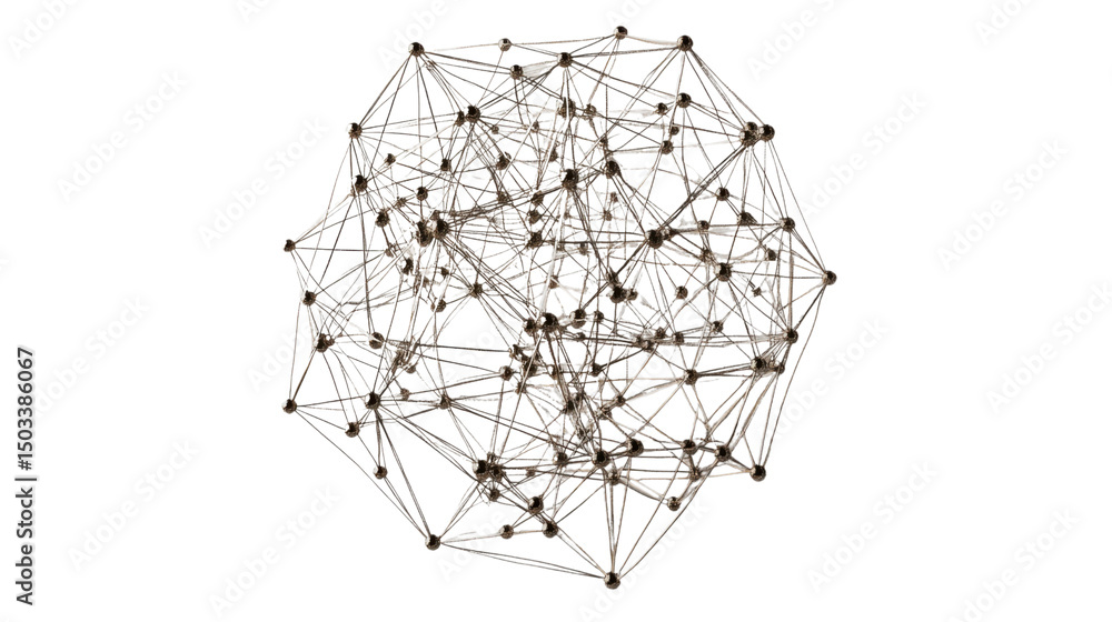 Poster complex network forming sphere with transparent background