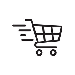 A shopping cart icon or button signifies online retail and e-commerce