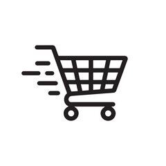 This graphic features a shopping cart icon or button, a universal symbol for online retail and e-commerce buy functions