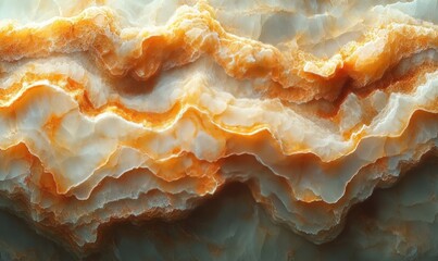 Obraz premium Detailed close-up of layered, orange and white stone