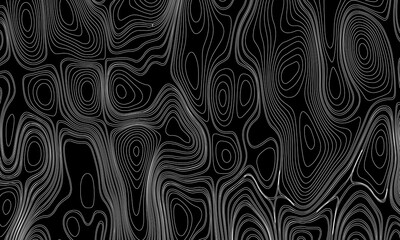 Topographic Contour Lines on a Black Background, Minimalist Topographic Contour Map on Black.
