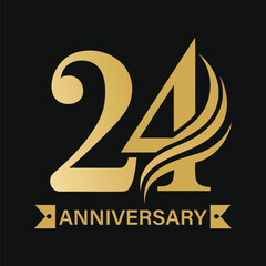 Elegant 24th Anniversary Logo with Gold Embellishment