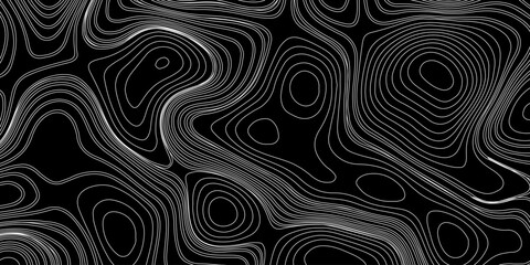 Topographic Contour Lines on a Black Background, Minimalist Topographic Contour Map on Black.