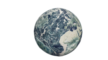 Planet Earth rotating in space with transparent background