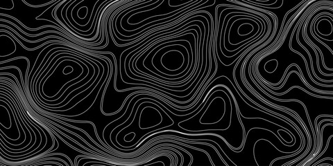 Topographic Contour Lines on a Black Background, Minimalist Topographic Contour Map on Black.