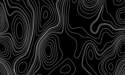 Topographic Contour Lines on a Black Background, Minimalist Topographic Contour Map on Black.