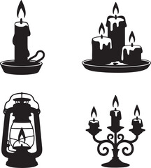 Obraz premium Candle silhouette set vector illustration isolated On Transparent Background