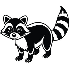 raccoon vector illustration white background