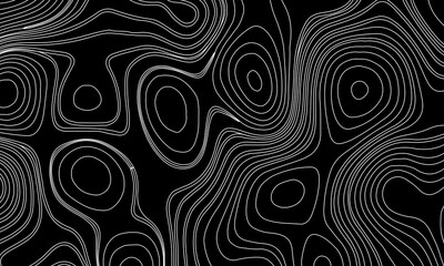 Topographic Contour Lines on a Black Background, Minimalist Topographic Contour Map on Black.