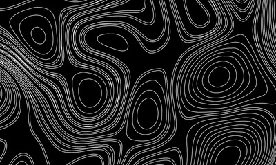 Fototapeta premium Topographic Contour Lines on a Black Background, Minimalist Topographic Contour Map on Black.