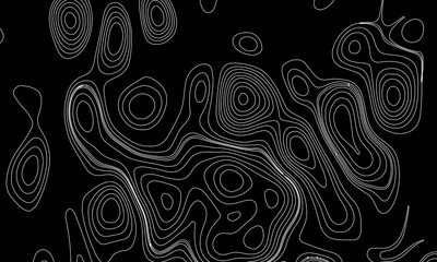Topographic Contour Lines on a Black Background, Minimalist Topographic Contour Map on Black.
