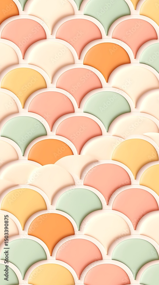 Aufkleber concept autonomous pattern colorful scallop pattern background in pastel hues