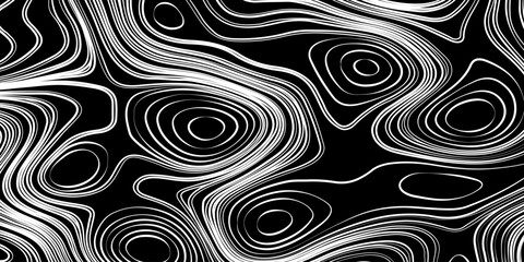 Topographic Contour Lines on a Black Background, Minimalist Topographic Contour Map on Black.